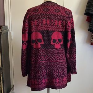 Iron Fist Gothic Skull red black drape cardigan sweater xs